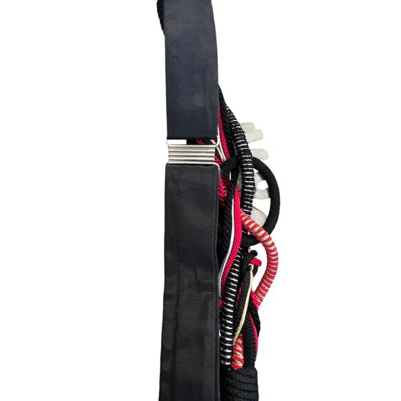 Vintage 80s Braided Belt Black Red Metallic Gold Satin Rope Adjustable Elephant main image 7